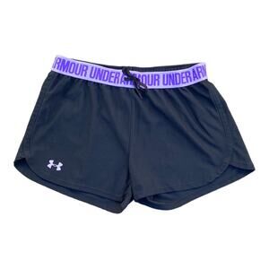 Under Armour Black And Purple Running Athletic Shorts Women’s Size Medium